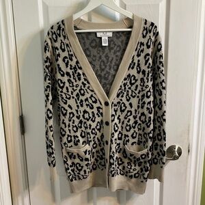 Magaschoni Leopard Long Cardigan Wool Cashmere Blend Women’s Size Small